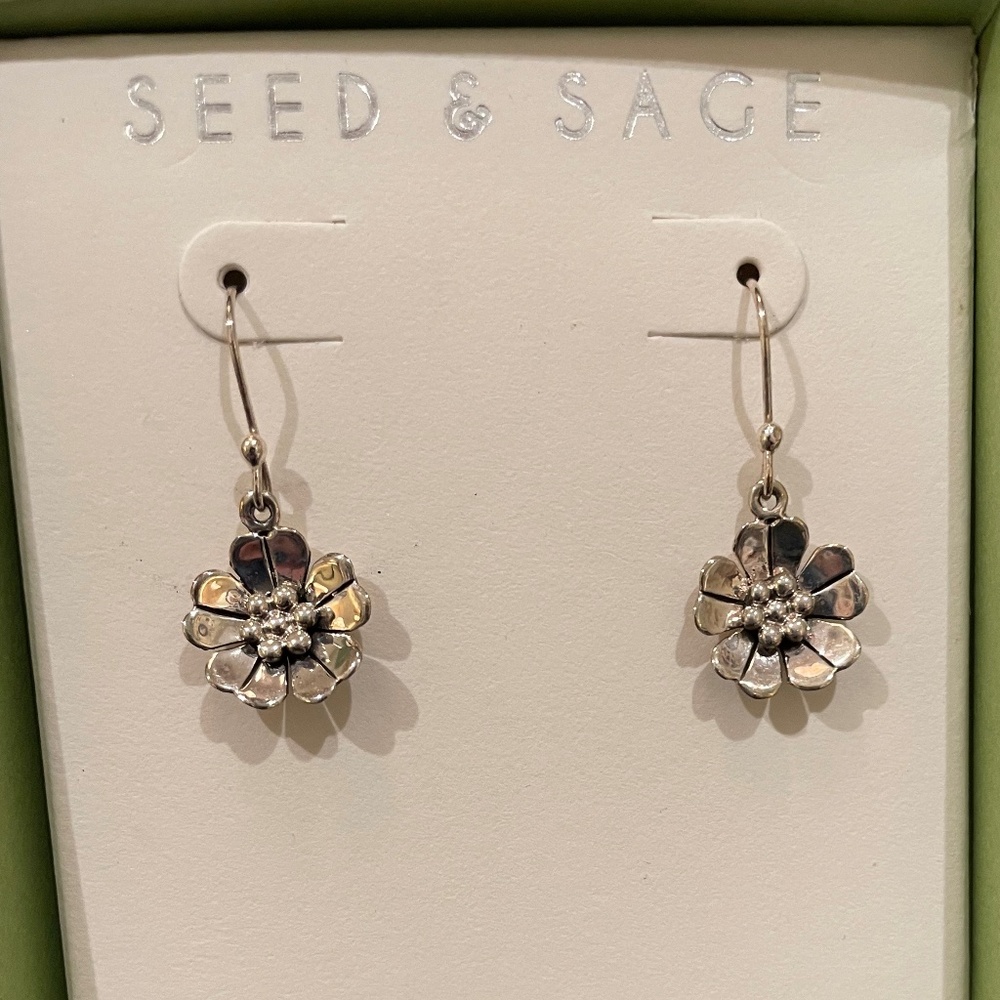 Seed and Sage Sterling Silver Earrings NIB